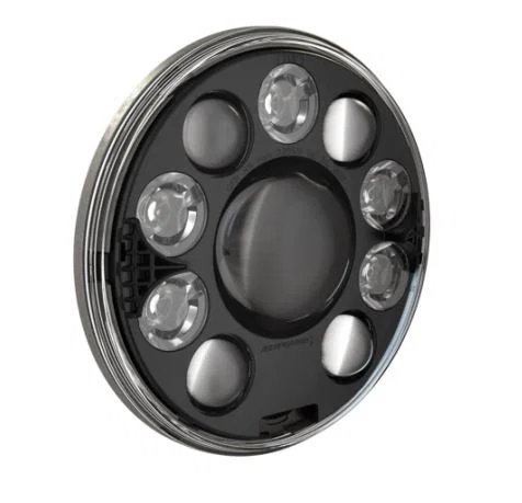 0554601 – JW SPEAKER Headlight Assembly, LED Bulb Spot Beam Pattern Clear Bulb Clear Lens Black Housing Single 7 Inch...